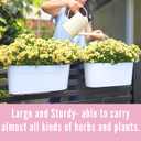 LaLaGreen 17 Inch Rail Planter (10-PIECE Combo Set) Large White Metal Hanging Rail Fence Flower Pots, Modern Railing Planters for Outdoor Plants Garden Style Iron Patio Planters Balcony Porch Decor