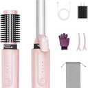 Cordless Hair Curling Iron Brush, 1/1.5'' Barrels, 8000mAh, 4 Temp 300-410℉ | Wireless Heated Round Brush,MCH Ceramic,15S Faster Heating,200M Negative Ions,Rechargeable Battery,Dual Voltage,Travel