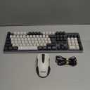 RedThunder K10 Pro Wireless Gaming Keyboard and Mouse Combo, RGB Backlit Rechargeable 3800mAh Battery, Mechanical Feel Anti-ghosting Keyboard + 7D 3200DPI Mice for PC Gamer(White Gray)