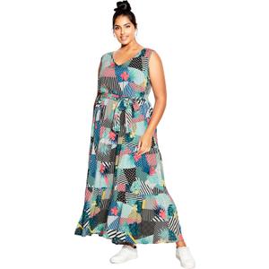 Avenue Women's Plus Size Seashore Maxi Dress (26-28 Plus, Tropical Patch)