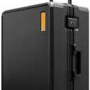 LEVEL8 Zipperless Checked Luggage with Aluminum Frame, Upgraded Medium Hardside Suitcase with Spinner Wheels, Metal Travel Luggage with Double Tsa Locks, 24 Inch, Black