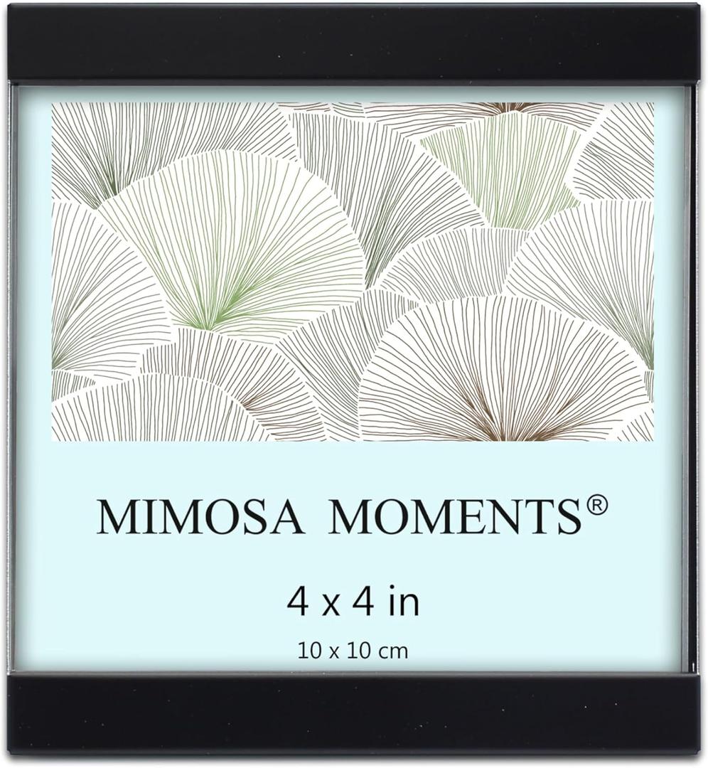 MIMOSA MOMENTS Metal Black Square Picture Frame, 4x4 (Black)