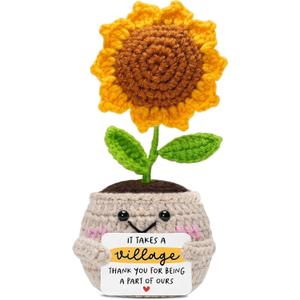2 x HEXMOZ Teacher Appreciation Gifts - Thank You Gifts for Women Men - Nurses Week Gift - It Takes A Village Appreciation Collectible Sunflower Doll Crochet for Nurse Daycare Provider Nanny Babysitter