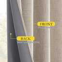NICETOWN Oatmeal Linen Complete Blackout Curtains 48 inches for Kids Room, 2 Panels, Thermal Insulated & Noise Reducing Window Draperies with Grey Liner, Noise Reducing Short Drapes