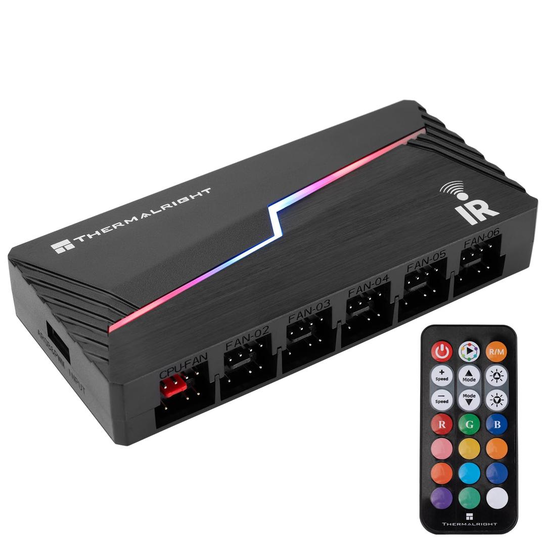 Thermalright ARGB and Fan HUB X12 IR Black Hub Controller Support 12 Groups of CPU Fans,3Pin PC ARGB Controller and 4Pin PWM Fan,SATA Power Cord Direct Input(12V 4pin RGB is Not Supported)
