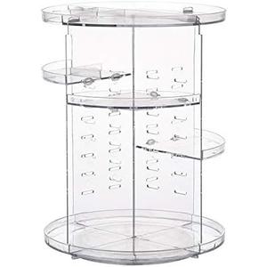 AFULILI Makeup Organizer Box 360 Rotating Perfume Stand Bathroom Storage Cosmetics Display Stand Space Saving and Large Capacity Case (Transparent)