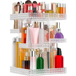 Makeup Organizer 360 Rotating Acrylic Clear Organizador De Perfumes, 7 Layers Large Makeup Organizers and Storage, Perfume Organizer for Vanity, Dresser (Plus Size Clear)
