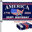 250 Anniversary USA Flag - 3x5 Ft Double Sided 3 Layers Patriotic Flags - 4th of July Decorations Independence Day American 250th Anniversary Flag 1776-2026 for Indoor Outdoor Decoration