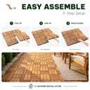 Acacia Interlocking Deck Tiles, 9 PCS Wood Flooring, 12 Slats, Honey Oak