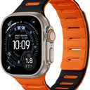 Bandletic Compatible with Apple Watch Bands for Men, Double Sided Wearable Silicone Magnetic Strap for iWatch Ultra 3 Ultra 2 SE 3 Series 11 10 9 8 7 6 5 4 3 2 1 (42/44/45/46/49mm), Black Orange