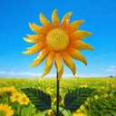 Sunflower Wind Spinner 47 x 11 Inch Metal Kinetic Garden Spinner with Stake, 360 Swivel Wind Sculpture for Yard, Patio, Lawn Outdoor Decor