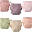 Baby Training Underpants, Soft Cotton Muslin Absorbent Potty Training Underwear for Baby Girls, 1T