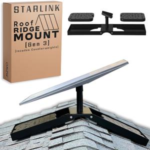 Starlink Ridgeline Mount Gen 3 - Easy No-Drill Installation -Counterweights Included - Starlink Ridge Mount Gen 3 - Roof Ridge Pivot Kit