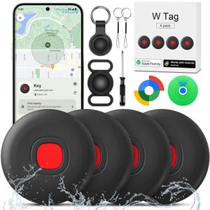 Air Tracker for Android or iOS, Tracker Tags-4 Pack Dual System Bluetooth Tracker Waterproof Work with iOS Find My and Google Find Hub App Finder for Wallets,Bags,Suitcases