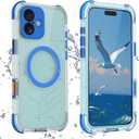 Waterproof Case Matte for iPhone 16 Plus 6.7 inch, Built-in Screen Protector, 360 Full Body Heavy Duty Protection, Shockproof & Dustproof Cell Phone Cover, Cruise Ship Essentials, Blue-Side
