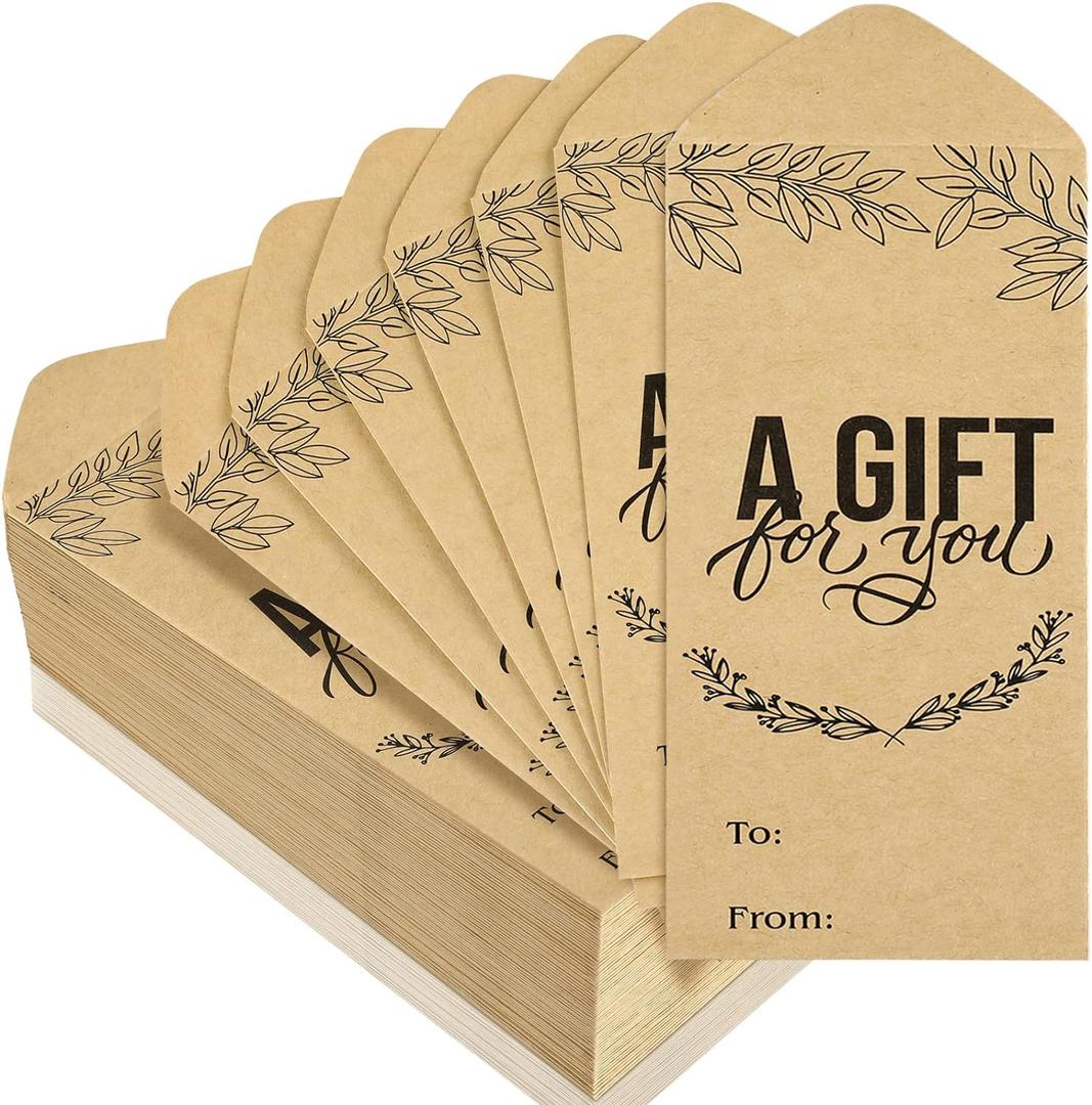 Sherr Count of 100 Kraft Cash Envelopes 2.88 x 6.5 Inch Small Money Envelopes for Cash Gifts for Currency Offering for Church Gift Card Wedding a Gift for You