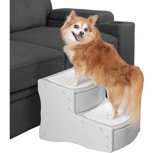 Pet Gear Easy Step II Pet Stairs, 2 Step for Cats/Dogs up to 150 Pounds, Portable, Removable Washable Carpet Tread, No Tools Required,Fog