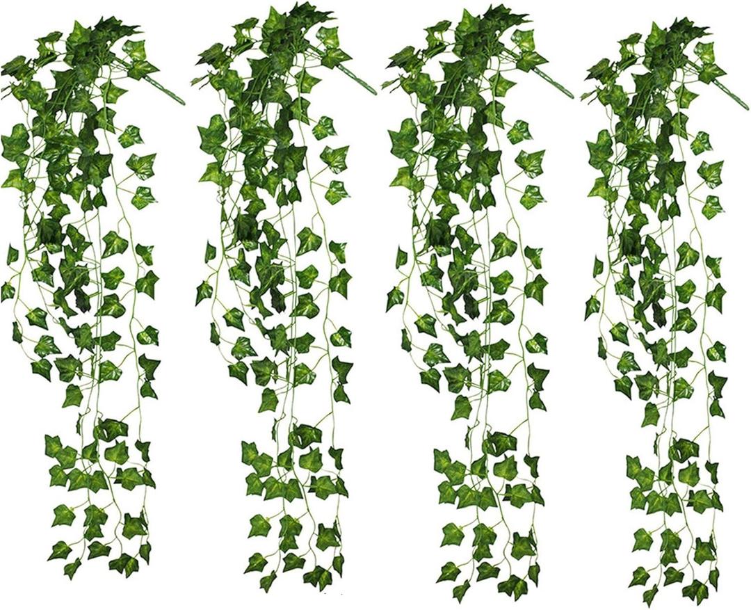 4 Bunchs Artificial Plants Hanging Ivy Garland Fake Vines Leaves Greenery Decoration for Home Decoration Wedding Wall Outdoor Garden Party Bar Garland Outside Decor