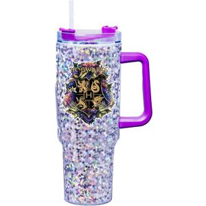 Spoontiques Hogwarts 40oz Acrylic Travel Mug - Double Wall Acrylic with Sliding Lock Travel Lid and Straw - 11" Tall