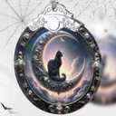 Stained Glass Christmas Ornaments - Tree Decorations - Gift Exchange Ideas - Witch Black Cat Design