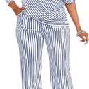 FairyLove Two Piece Sets for Women Lounge Sets Cowl Neck Tops Wide Leg Crop Pants Vacation Travel Outfits (Large, Blue)