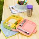 Munchkin Lunch Bento Box for Kids and Toddlers, Includes Stainless Steel Utensils, BPA-Free, 18 Months and Up, Pink/Green/Yellow