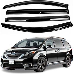 Fits for Toyota Sienna 2011-2019 Acrylic Safe Smoke Window Visor Set - Sun, Rain, and Vent Protection, 4-Pieces Window Deflector Guard Kit