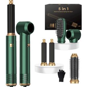 5 in ONE Hair Dryer Brush, Blow Dryer Curling Wand Hair Styling Tools Set, Ionic Hot Air Brush Round Brush Blow Dryer, Left&Right Styler 100-120V