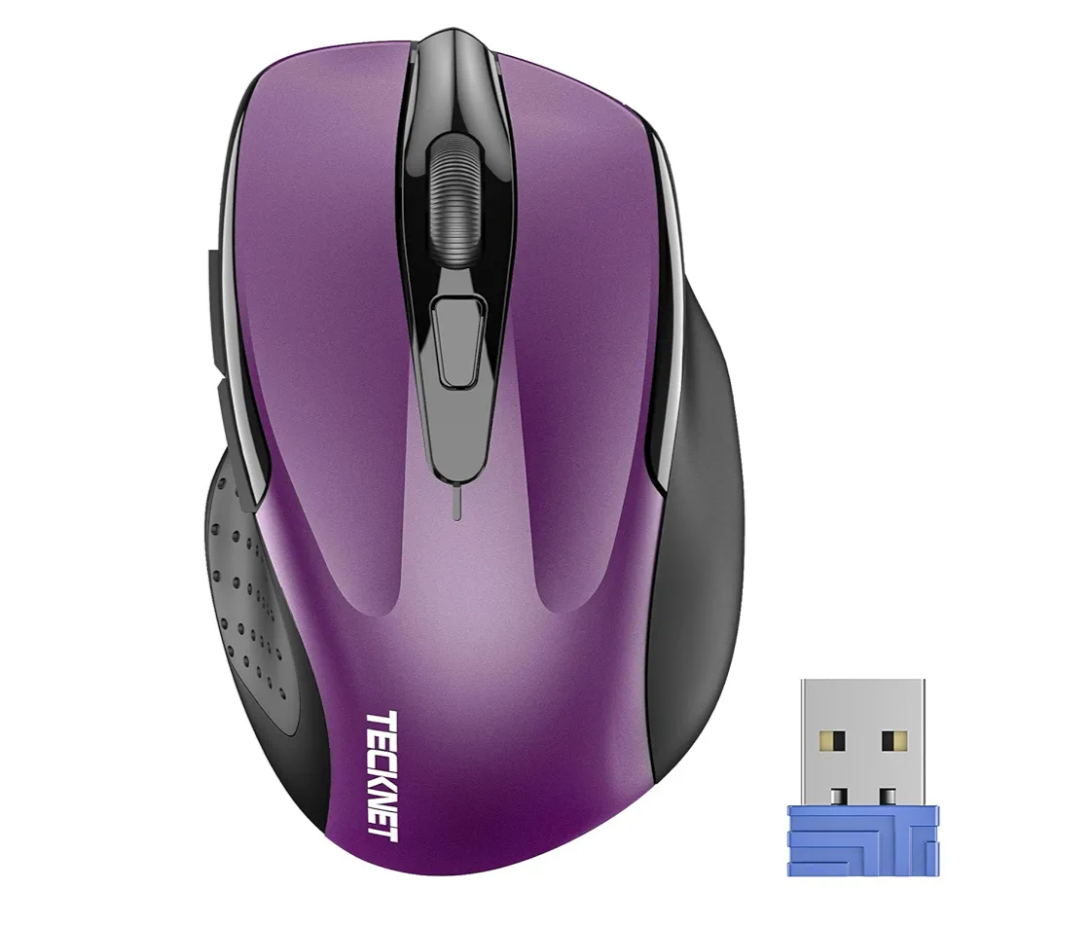 TECKNET Wireless Mouse, 2.4G Ergonomic Optical Mouse, Computer Mouse for Laptop, PC, Computer, Chromebook, Notebook, 6 Buttons, 24 Months Battery Life, 2600 DPI, 5 Adjustment Levels