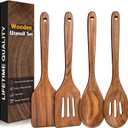 4Pcs Wooden Spatula for Cooking, Acacia Wooden Spatula for Kitchen Use, Nonstick Cookware Safe Utensils Set for Cooking, Mixing, Serving, Draining, Ideal Cooking Utensils Gift