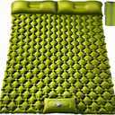 Double Sleeping Pad, Ultralight 4" Extra-Thick Self Inflating Sleeping Mat for 2 Person with Pillow Built-in Foot Pump Portable Camping Mat for Backpacking, Hiking, Traveling, Tent, Camping (Army Yellow)