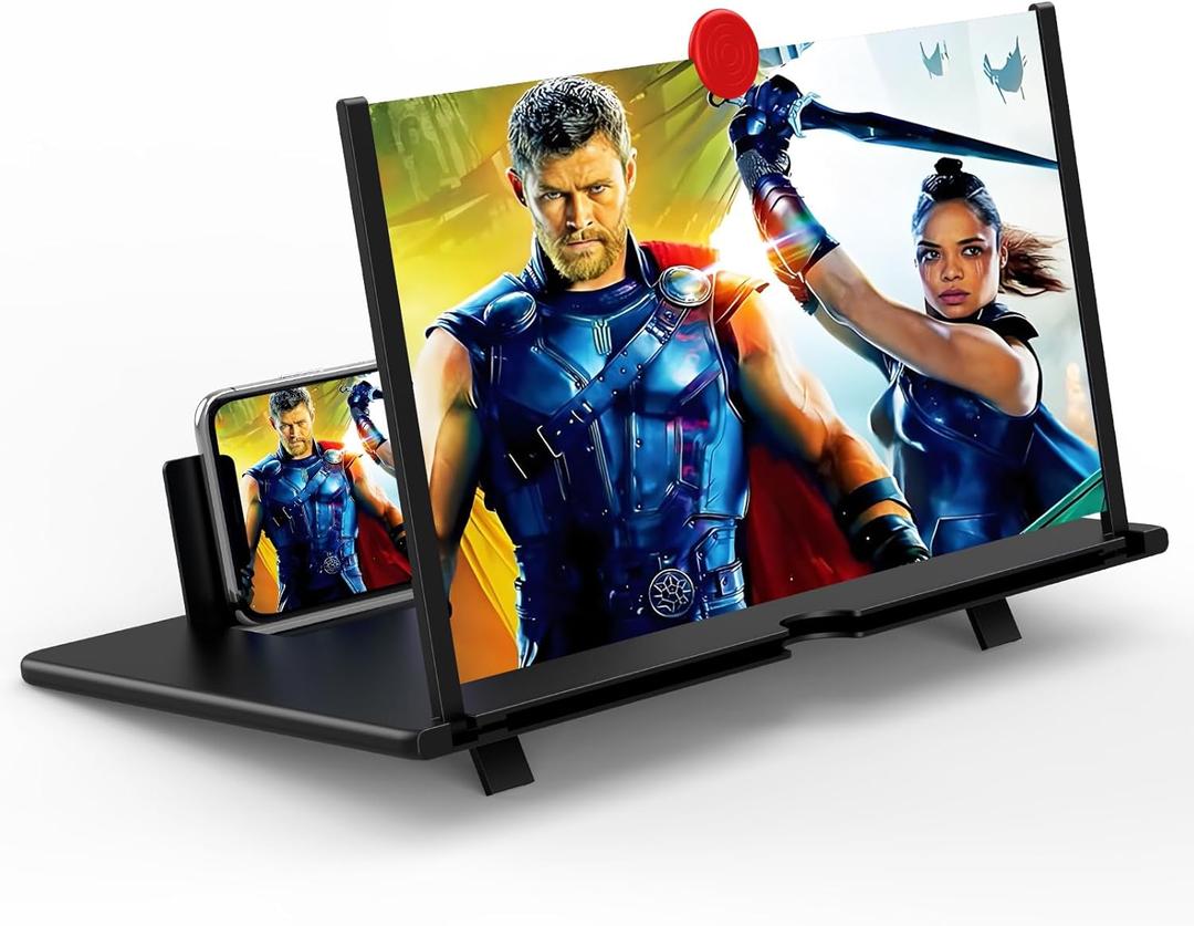 18" Screen Magnifier for Cell Phone, Mobile Phone 3D HD Magnifying Projector Screen Enlarger for Movies, Videos and Gaming, Foldable Phone Stand with Screen Amplifier,Compatible with All Phones