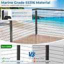 4Pack SS316 Cable Railing Corner Post 36" (Post 35"x2"x2") for Coastal Lake, 90 Drilled Railing Post with Cable Grommets, Adjustable Top Stainless Steel Black Finish L-drilled Staircase Post