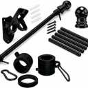 5 FT Flag Pole Kit for Outside House, Stainless Steel Wall Mount Flagpole with 2-Position Holder Bracket & 360 Spinning Metal Flag Ring Clips for 3x5 American Flag