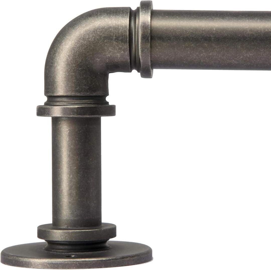 Industrial Curtain Rods 18 to 45 in,Blackout Curtain Rod,Adjustable Length,1 in Diameter Pipe,Wall or Ceiling Mounted,for Bedroom and Living Room (Antique Silver 18 to 45)