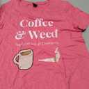 Coffee & Weed Pot Head Gift Cannabis & Caffeine Wake & Bake T-Shirt (Pink, M)