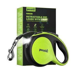 Retractable Dog Leash with Light, 16.4 ft Retractable Pet Leash with Anti-Slip Soft Grip, 360° Tangle-Free, One-Button Control, Reflective Leashes for Small, Medium Dog Up to 66 lbs