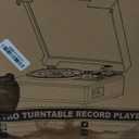 Vinyl Record Player Bluetooth Turntable with Built in Stereo Speakers Belt Drive 3 Speeds Vintage Turntables for Vinyl Records Support RCA Output, Aux in, Auto Stop, Light Walnut