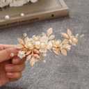 JAKAWIN Gold Hair Clip Bridal Hair Accessories Flower Hair Piece for Women FJ03 (Gold)
