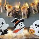 3pcs Cute Ghost Halloween Indoor Decoration, Wooden Layered Tray Countertop Sign, Suitable for Halloween Party Home Display,Set of 3