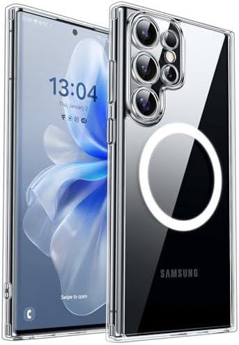 CANSHN Designed for Samsung Galaxy S22 Ultra Case Clear [Full Camera Protection] [Compatible with MagSafe] Non-Yellowing Shockproof Protective Phone Cover 6.8 Inch - Clear