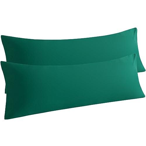 NTBAY Body Pillow Cases Brushed Microfiber 20x54 Pillow Cases, Soft, Wrinkle, Fade, Stain Resistant Dark Green Pillow Cases with Envelope Closure, 20x54 Inches, Dark Green 2 set
