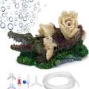 Aquarium Air Bubbler Decorations,Air Bubbler Decor Ornament for Fish Tank (Alligator)