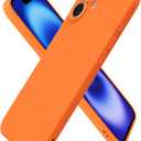 oakxco for iPhone 17 Case Silicone, Ultra Slim Thin Phone Case for Women Girls, Plain Solid Color Minimalist Aesthetic Cute Girly Design, Soft Rubber Gel TPU with Camera Cover Protection, Neon Orange
