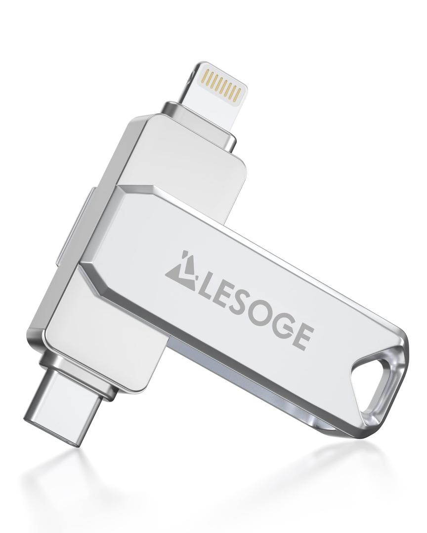 LESOGE MFi Certified Flash Drive 256GB for iPhone USB Memory Stick, USB Stick High Speed Thumb Drives Photo Stick External Storage for iPhone/iPad/Android/PC, LES242