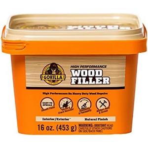 Gorilla All Purpose Wood Filler, Natural Finish, 16 Ounce Tub (Pack of 1) - Water Resistant for Indoor or Outdoor Projects and Repairs