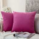 MIULEE Pack of 2, Velvet Soft Solid Decorative Square Throw Pillow Covers Set Cushion Case for Spring Sofa Bedroom Car 18x18 Inch 45x45 Cm Hot Pink