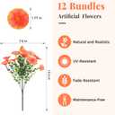 Orange Artificial Morning Glory Fall Faux Flowers for Outdoor Decoration, 12 Bundles Realistic Silk Flowers with Eucalyptus for Autumn Home Decor Patio Porch Garden Planter Window Box Yard
