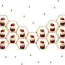 CheeFun 15 Pcs Wooden Honeycomb Cupcake Stand  Hexagon Cupcake Stand honey combs dcor with 30 pcs Tiny Bee Decorations for Bee Themed Baby Shower Birthday Party