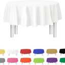 Party Dimensions White Disposable Plastic Tablecloth for Round Tables (12 Pack) 84 inches Table Cloths for Parties, Events & Weddings, Indoors & Outdoors, Plastic Table Cover